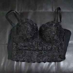 Black beaded corset top